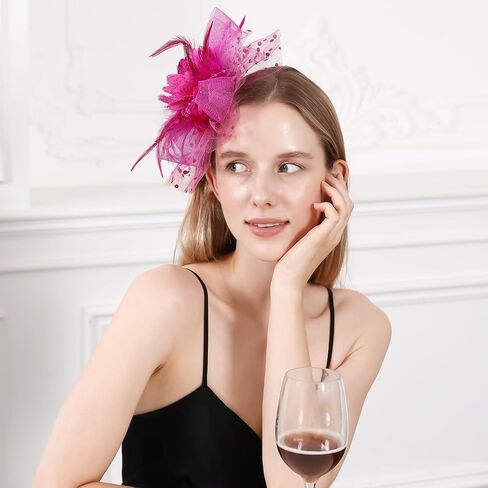 Fascinators Hat Kentucky Derby Hats Clip Hat Wedding Cocktail Tea Party Headwear for Women Navy Blue in Saudi Arabia