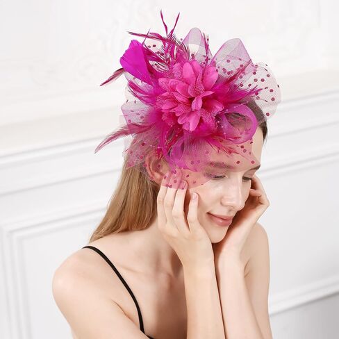 Fascinators Hat Kentucky Derby Hats Clip Hat Wedding Cocktail Tea Party Headwear for Women Navy Blue in Saudi Arabia