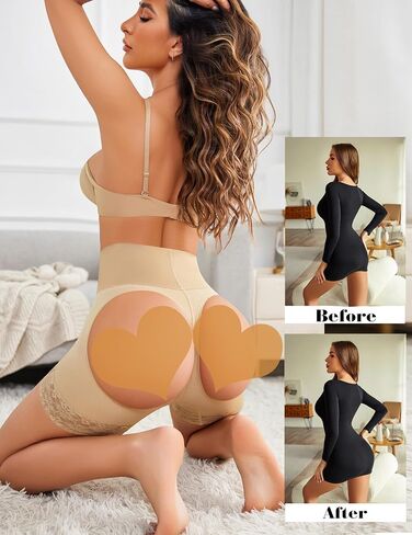 Avidlove Shapewear for Women Tummy Control High Waisted Body Shaper Short Butt Lifting Panties Girdle Thigh Slimmer Butt Lifter Shapewear (Black+Champagne) in Saudi Arabia