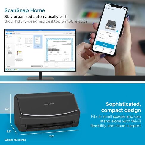 ScanSnap iX1600 Chromebook Edition Wireless Color Duplex Document Scanner, ChromeOS Compatible, Black in Saudi Arabia