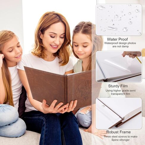 Magnetic Self-Stick Page Adventure Book Scrapbook Photo Album,40 Pages Leather Cover DIY Photo Book for Family,Anniversary Wedding,Travel Memories Holds 3X5, 4X6, 6X8, 8X10 Photos (Black) in Saudi Arabia