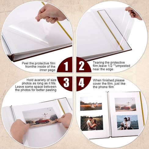 Magnetic Self-Stick Page Adventure Book Scrapbook Photo Album,40 Pages Leather Cover DIY Photo Book for Family,Anniversary Wedding,Travel Memories Holds 3X5, 4X6, 6X8, 8X10 Photos (Black) in Saudi Arabia