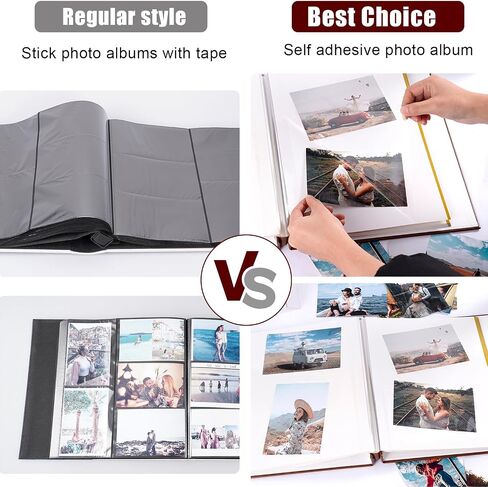 Magnetic Self-Stick Page Adventure Book Scrapbook Photo Album,40 Pages Leather Cover DIY Photo Book for Family,Anniversary Wedding,Travel Memories Holds 3X5, 4X6, 6X8, 8X10 Photos (Black) in Saudi Arabia