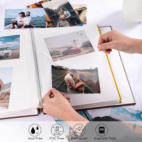 Magnetic Self-Stick Page Adventure Book Scrapbook Photo Album,40 Pages Leather Cover DIY Photo Book for Family,Anniversary Wedding,Travel Memories Holds 3X5, 4X6, 6X8, 8X10 Photos (Black) in Saudi Arabia