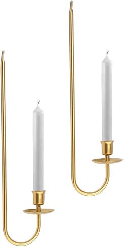 Metal Wall Candle Sconces Holder - Modern Candle Sconces Wall Decor Set of 2, Hanging Wall Candle Holder for Fireplace Hallway Living Room Farmhouse Stairway Wall Decor, Black in Saudi Arabia