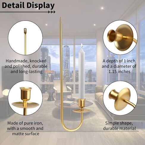 Metal Wall Candle Sconces Holder - Modern Candle Sconces Wall Decor Set of 2, Hanging Wall Candle Holder for Fireplace Hallway Living Room Farmhouse Stairway Wall Decor, Black in Saudi Arabia