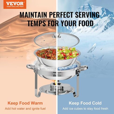 VEVOR Chafing Dish Buffet Set, 8 Qt 4 Pack, Stainless Chafer w/ 4 Full Size Pans, Rectangle Catering Warmer Server w/Lid Water Pan Folding Stand Fuel Tray Holder Spoon Clip, at Least 8 People Each in Saudi Arabia