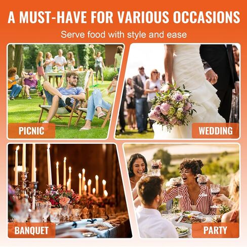VEVOR Chafing Dish Buffet Set, 8 Qt 4 Pack, Stainless Chafer w/ 4 Full Size Pans, Rectangle Catering Warmer Server w/Lid Water Pan Folding Stand Fuel Tray Holder Spoon Clip, at Least 8 People Each in Saudi Arabia