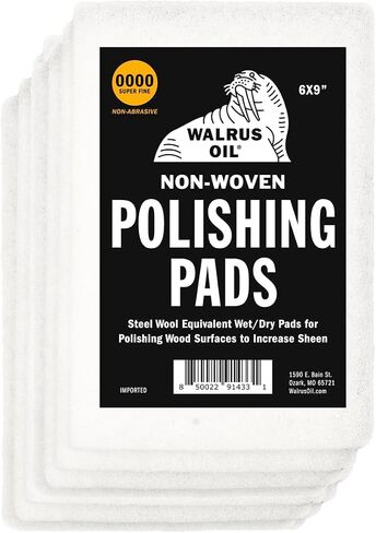 WALRUS OIL - Non-Woven Sanding/Polishing Pads for Woodworking and Metal Buffing, Size 6"x9" - Pack of 10 (0000 Non-Abrasive) in Saudi Arabia