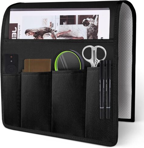 MCPINKY Sofa Armrest Organize, Gray Bedside Caddy Organizer with 5 Pockets Non-slip Remote Control Holder for Remote Control Magazine Phone in Saudi Arabia