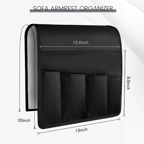 MCPINKY Sofa Armrest Organize, Gray Bedside Caddy Organizer with 5 Pockets Non-slip Remote Control Holder for Remote Control Magazine Phone in Saudi Arabia