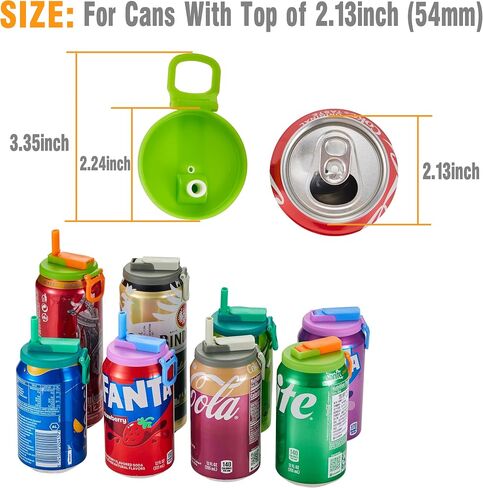 4-pack 4 Color Sip and Seal Straws Soda ​Can Covers Can Lids with 12 Colorful Flexible Straws, BPA-Free Reusable For Fits standard For Canned Beverage, Beer, Juice,Seltzer. (Single color) in Saudi Arabia