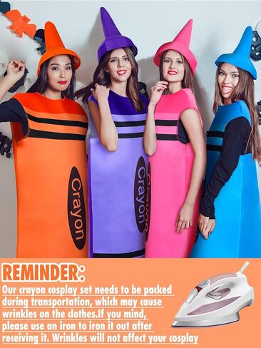 4 Set Crayon Costume for Adults, Halloween Crayon Fancy Dress Funny Outfit for Halloween Cosplay Dress up, One Size in Saudi Arabia