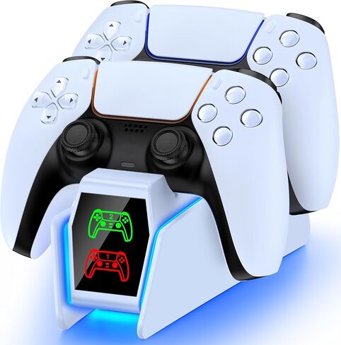 PS5 Controller Charger Station for PlayStation 5 Dualsense Controllers with LED Light Dual Stand Charger Dock, PS5 Controller Charging Station Accessories for PlayStation 5 Faceplates in Saudi Arabia