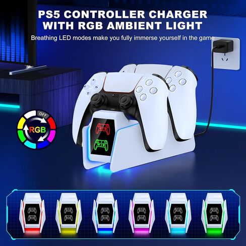 PS5 Controller Charger Station for PlayStation 5 Dualsense Controllers with LED Light Dual Stand Charger Dock, PS5 Controller Charging Station Accessories for PlayStation 5 Faceplates in Saudi Arabia