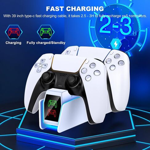 PS5 Controller Charger Station for PlayStation 5 Dualsense Controllers with LED Light Dual Stand Charger Dock, PS5 Controller Charging Station Accessories for PlayStation 5 Faceplates in Saudi Arabia