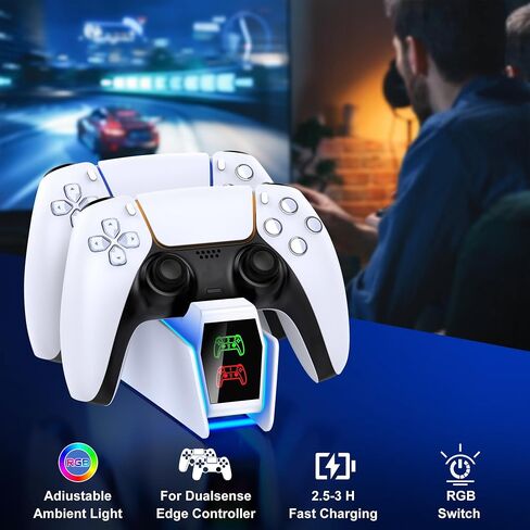 PS5 Controller Charger Station for PlayStation 5 Dualsense Controllers with LED Light Dual Stand Charger Dock, PS5 Controller Charging Station Accessories for PlayStation 5 Faceplates in Saudi Arabia