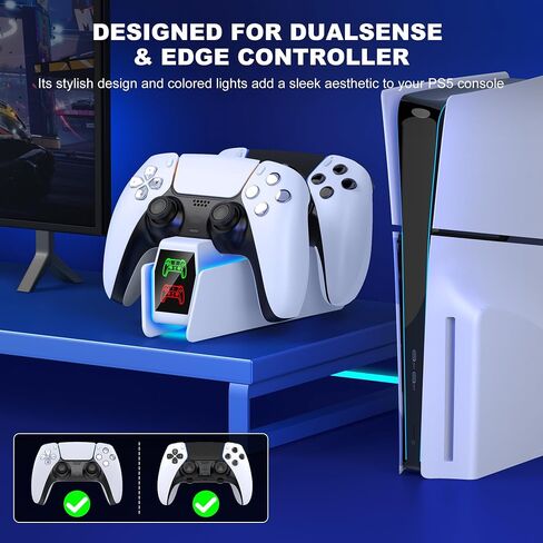 PS5 Controller Charger Station for PlayStation 5 Dualsense Controllers with LED Light Dual Stand Charger Dock, PS5 Controller Charging Station Accessories for PlayStation 5 Faceplates in Saudi Arabia