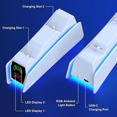 PS5 Controller Charger Station for PlayStation 5 Dualsense Controllers with LED Light Dual Stand Charger Dock, PS5 Controller Charging Station Accessories for PlayStation 5 Faceplates in Saudi Arabia