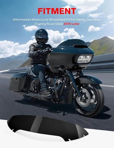 Amazicha 5 بوصة الزجاج الأمامي للدراجات النارية مقسم الرياح 15-23 متوافق مع نماذج Harley Davidson Touring Road Glide 2015 2016 2017 2018 2019 2020 2021 2022 2023 2024 (لون الدخان) in Kuwait