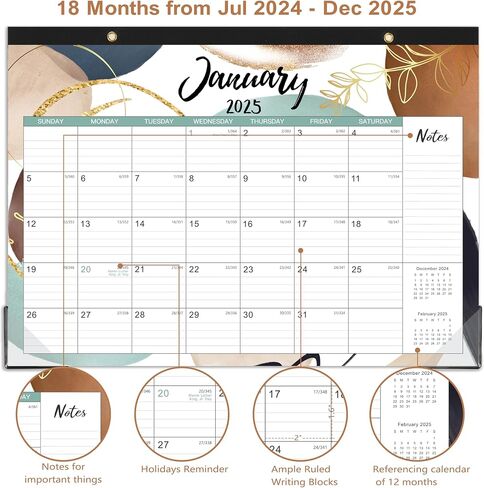2025 Calendar - Desk Calendar 2025, JAN.2025 - DEC.2025, 12 Months Large Desk Calendar 17" x 12", Calendar 2025 with Corner Protectors, Large Ruled Blocks, Thick Paper, To-do List & Notes, Best Calendar for Planning in Saudi Arabia