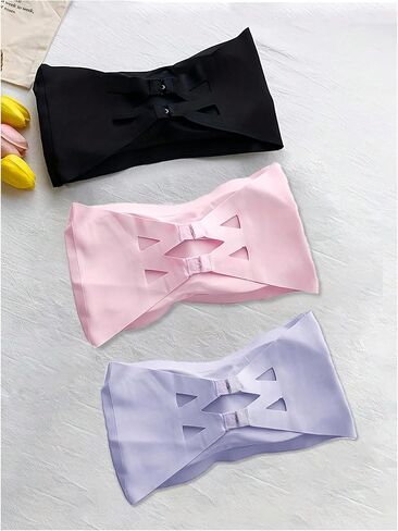 OYOANGLE Girl's 3 Pack Bandeau Strapless Bralette Comfortable Bras Seamless Tube Top Bra in Kuwait