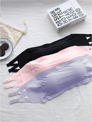 OYOANGLE Girl's 3 Pack Bandeau Strapless Bralette Comfortable Bras Seamless Tube Top Bra in Kuwait