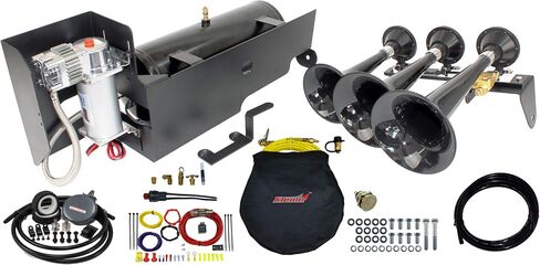 Kleinn Air Horns SDKIT-734 Bolt-On Train Horn/نظام الهواء النهائي على متن الطائرة لشاحنات الديزل Ford F-250/F-350 Super Duty in Kuwait