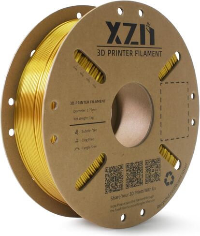 Silk PLA Filament 1.75mm, Metal-Like Shiny 3D Printer Filament, 1kg Spool (2.2lbs), Dimensional Accuracy +/- 0.03 mm, Vacuum Packaging (Silk Gold) in Saudi Arabia