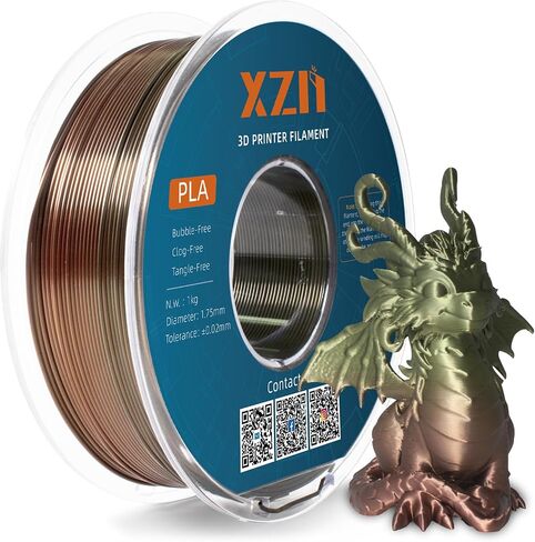 Silk PLA Filament 1.75mm, Metal-Like Shiny 3D Printer Filament, 1kg Spool (2.2lbs), Dimensional Accuracy +/- 0.03 mm, Vacuum Packaging (Silk Gold) in Saudi Arabia