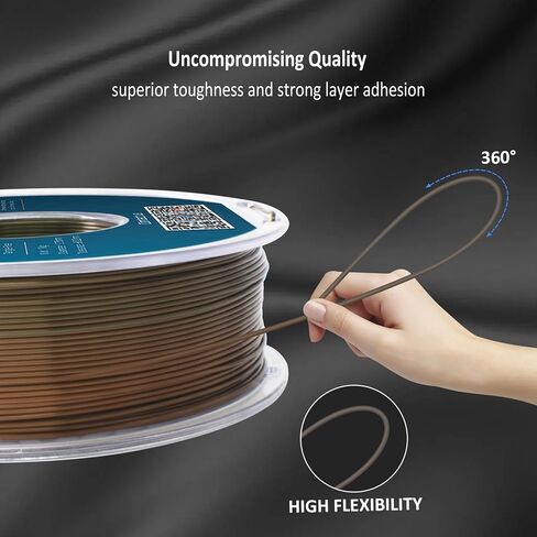 Silk PLA Filament 1.75mm, Metal-Like Shiny 3D Printer Filament, 1kg Spool (2.2lbs), Dimensional Accuracy +/- 0.03 mm, Vacuum Packaging (Silk Gold) in Saudi Arabia