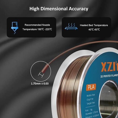 Silk PLA Filament 1.75mm, Metal-Like Shiny 3D Printer Filament, 1kg Spool (2.2lbs), Dimensional Accuracy +/- 0.03 mm, Vacuum Packaging (Silk Gold) in Saudi Arabia