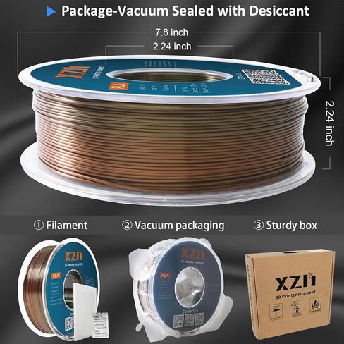 Silk PLA Filament 1.75mm, Metal-Like Shiny 3D Printer Filament, 1kg Spool (2.2lbs), Dimensional Accuracy +/- 0.03 mm, Vacuum Packaging (Silk Gold) in Saudi Arabia
