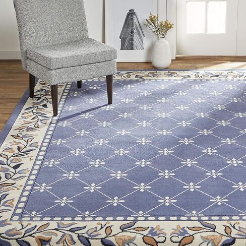 Home Dynamix Premium Aydin Traditional Diamond Floral Area Rug, Blue/Ivory, 5'2"x7'4" in Kuwait