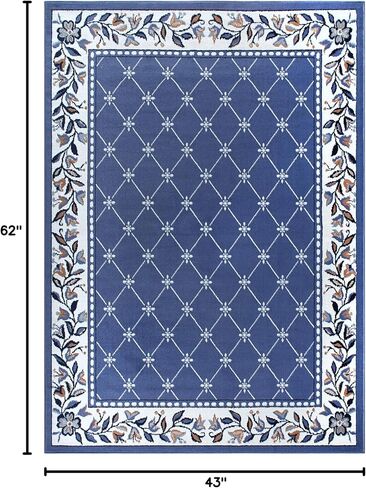 Home Dynamix Premium Aydin Traditional Diamond Floral Area Rug, Blue/Ivory, 5'2"x7'4" in Kuwait