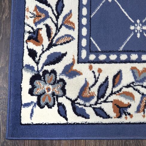Home Dynamix Premium Aydin Traditional Diamond Floral Area Rug, Blue/Ivory, 5'2"x7'4" in Kuwait