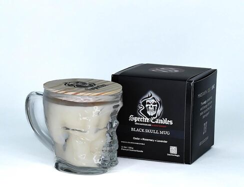 Spectre Gothic Skull Mug Scented Candle Set - Color Changing Red and Black Candles for Halloween Decor - Perfect Gifts for Men, Women, and Skull Lovers - Red and Black Skull Mug Candle, Two-Pack in Saudi Arabia