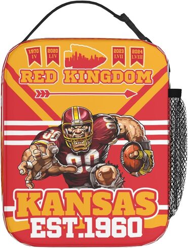 Kansas Lunch Box for Football Fans, Insulated Kansas Tote Cooler Bag Gifts for Office Picnic, Kansas Lunch Bag Gifts for Men Women Boys Girls in Saudi Arabia