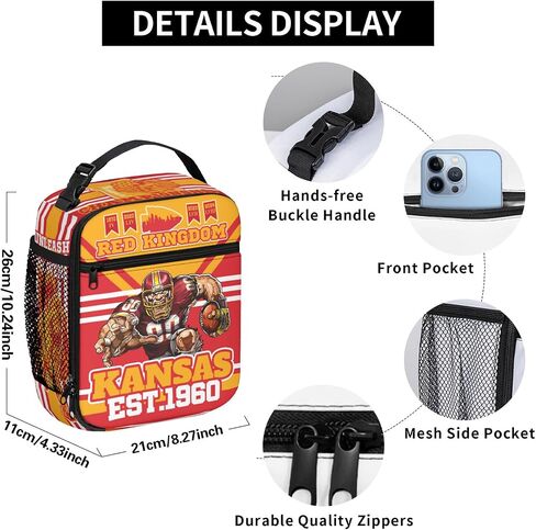 Kansas Lunch Box for Football Fans, Insulated Kansas Tote Cooler Bag Gifts for Office Picnic, Kansas Lunch Bag Gifts for Men Women Boys Girls in Saudi Arabia