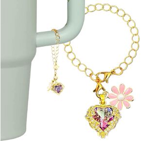 Charm Accessories for Stanley Cup - Heart of Ocean Ornaments Crystal Simple Modern Handle Decor for Tumbler Cups Mug Keychains Wallets Backpacks