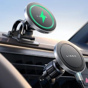 LISEN for Magsafe Car Mount Charger 15W Wireless Car Charger for iPhone Powerful Magnets Fits iPhone 15 14 13 12 Magsafe Case
