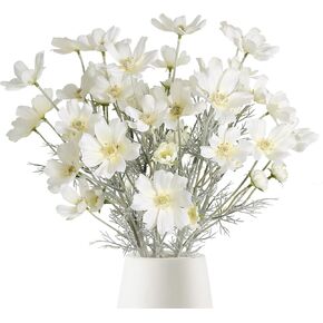 6PCS Cosmos Silk Flowers 24'' Wild Flowers Artificial Fake Flowers Arrangement for Wedding Party Kitchens Home Decoration(Champagne)