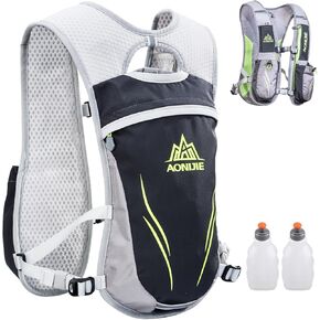 TRIWONDER Hydration Pack Backpack 5.5L Outdoors Mochilas Trail Marathoner Running Race Hydration Vest (Grey - with 2 Water Bottles)