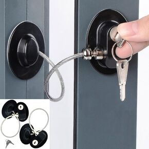 Fridge Lock, Refrigerator Door Lock with Key, Mini Fridge Lock, File Cabinet Lock, Drawer Lock, Lock for Cabinet, Baby Proofing Child Safety Lock with Strong Adhesive, No Drilling (2-Pack, Black)