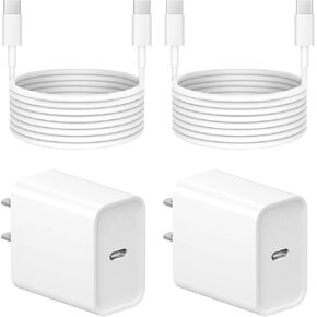 iPhone 15 Charger Fast Charging - 2 Pack 20W USB C Wall Charger Block with 6Ft Type C Cable for iPhone 15/15 Pro/15 Pro Max, iPad Pro, Air 5/4, 10th, Samsung Galaxy and Android Phone（Pink）