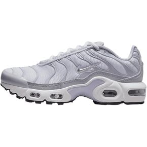 Nike Air Max Plus GS Running Trainers CD0609 Sneakers Shoes White Metallic Silver 108, 4 Big Kid