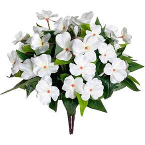 Artificial Impatiens Flowers for Outdoors Silk Impatiens Flower Greenery Indoor Garden Light Office Wedding Decor,2PCS (Dark Pink)