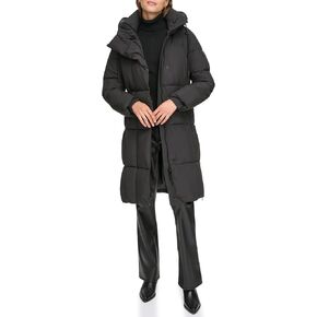 DKNY Women's Hooded Long Puffer, Thistle