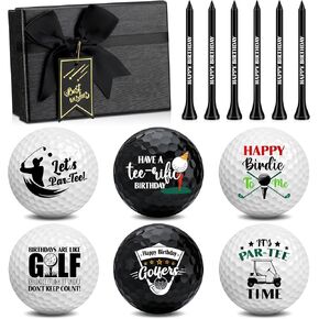 6 Pcs Happy Birthday Golf Balls Set with Golf Tees Birthday Novelty Golfer Gift for Dad Husband Coworkers Golfers Golf Lovers