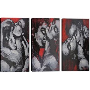 African American Wall Art - African American Canvas Art Wall Decor, 3 Piece African King And Queen Wall Art for Bedroom Wall Decor, Black Art Framed Poster for Living Room Decorations (36" Wx18" H)